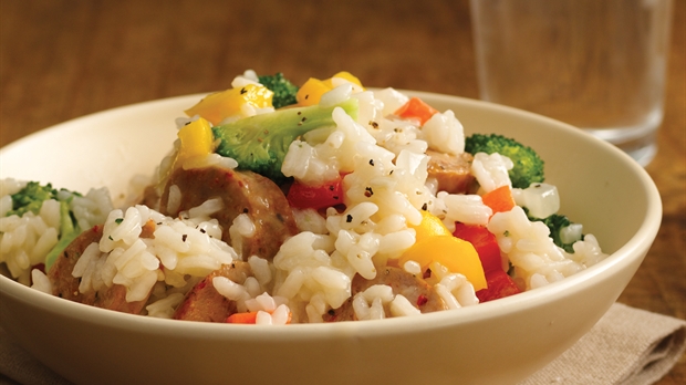 Recette de risotto primavera avec saucisses