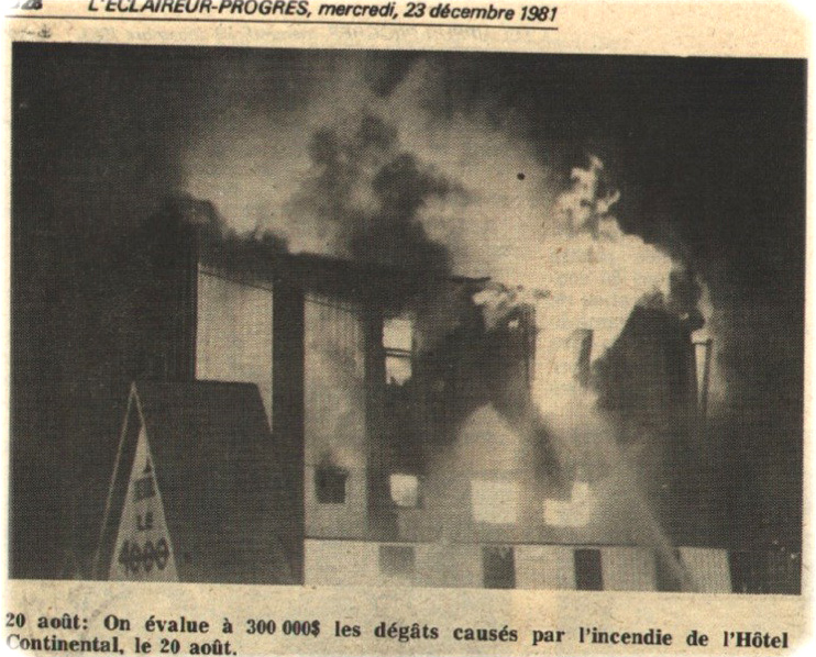 Incendie de l'Hotel Continental en 1981