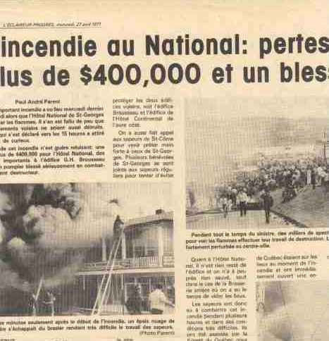 Incendie au National en 1977
