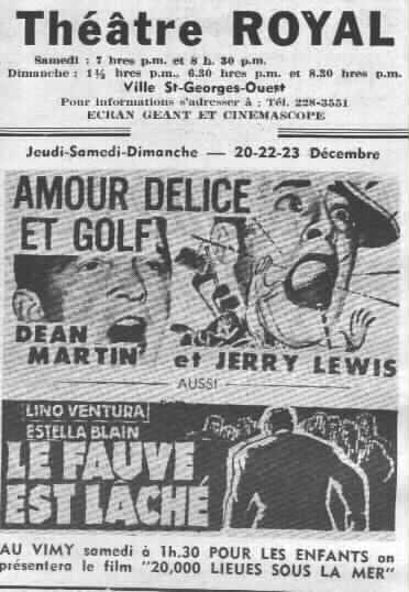Film à l'affiche en 1969 au Théatre Royal