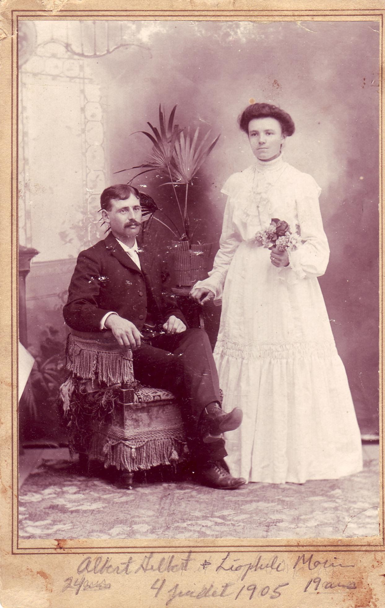 Mariage Albert Gilbert et Léophile Morin St Prosper 4 juillet 1905. (Photo Claude Gilbert).