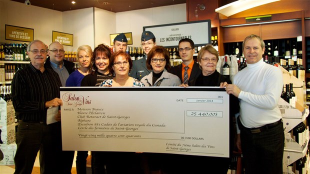 Le Salon des vins de Saint-Georges remet 25 440$ à six organismes de la région