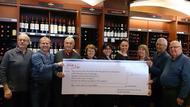 Le Salon des vins remet près de 20 000 $ à cinq organismes de la région
