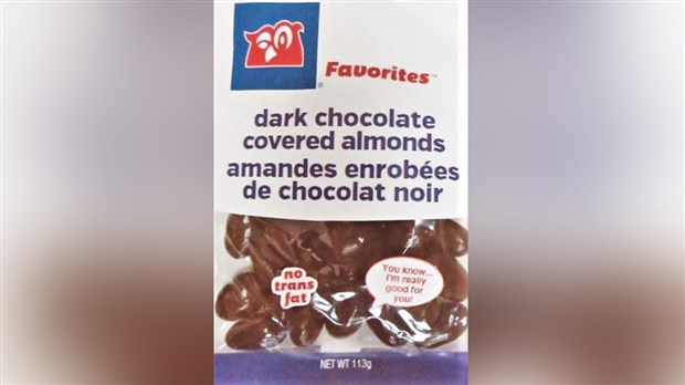Rappel d'amandes enrobées de chocolat en raison de présence non déclarée de lait
