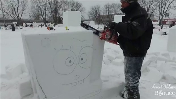 Normand DeLessard présente les sculptures sur neige de Saint-Georges 2017