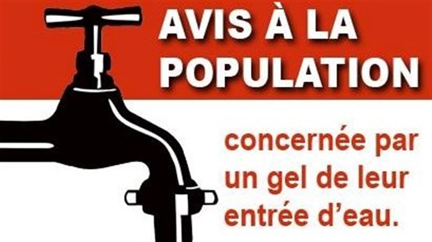 Avis à la population touchée par le gel d'entrées d'eau à Beauceville