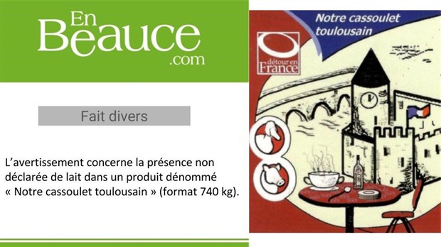 Mise en garde contre un allergène présent dans un cassoulet