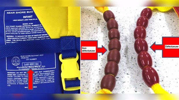 Rappel de vêtements de flottaison pour bébés et enfants partout au Canada
