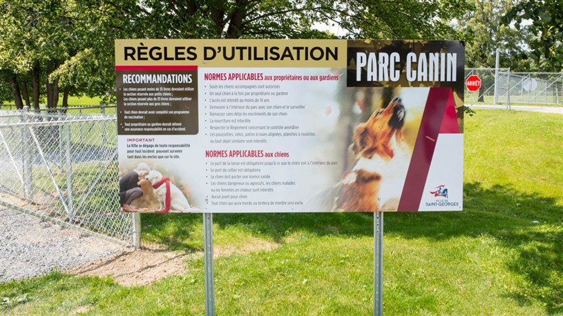 Les premiers chiens du parc canin de St-Georges tout excités par leur  espace de jeu