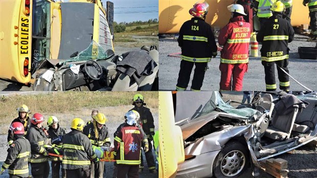 Simulation d'accident et exercice de désincarcération à Saint-Victor