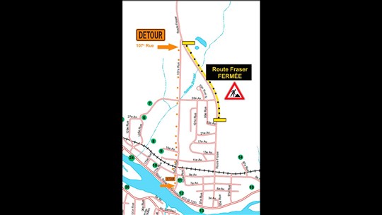 Une portion de la route Fraser est fermée jusqu'en mai 2019