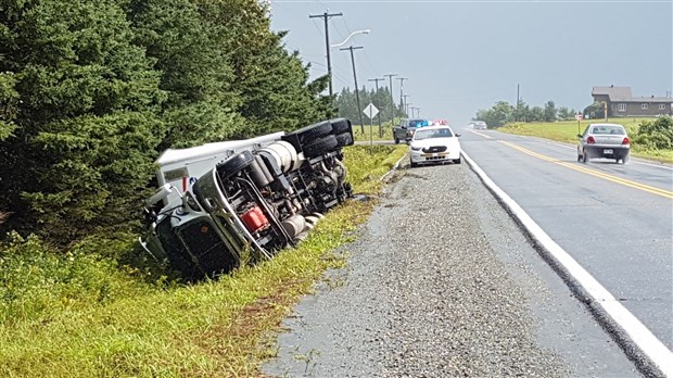 Ste-Clotilde : un camion fait une sortie de route 