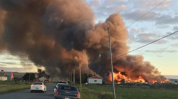 Un feu détruit un bâtiment de ferme à St-Honoré