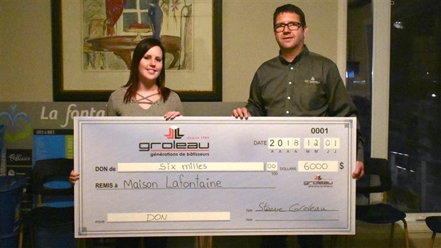 Construction JL Groleau remet un don de 6 000 $ à La Maison La Fontaine 
