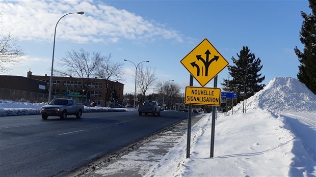Nouvelle signalisation entre le pont David Roy et le boulevard Dionne