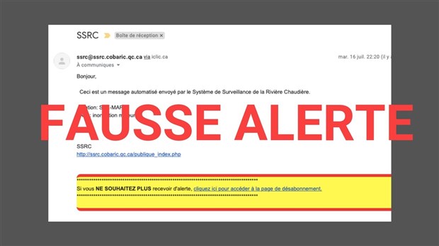 Fausse alerte d’inondation mineure à Sainte-Marie