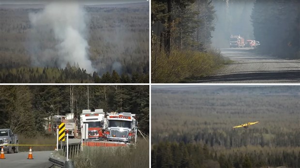 Six services incendie et la SOPFEU sont intervenus sur un feu de boisé à Sainte-Rose-de-Watford