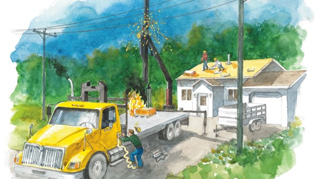 Prudence lors de travaux près d’une ligne électrique aérienne sous tension