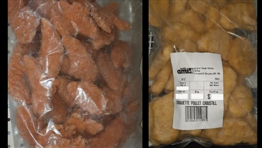 Informations sur des croquettes et des filets de poulet vendus à Saint-Benjamin