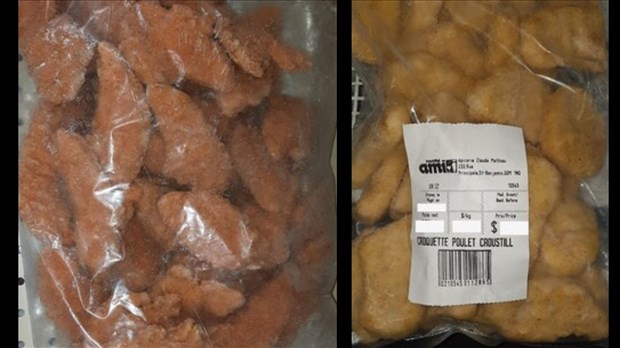 Informations sur des croquettes et des filets de poulet vendus à Saint-Benjamin