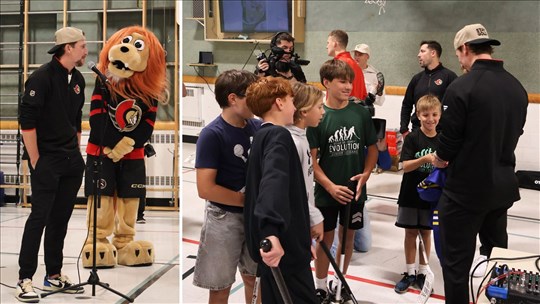 Le hockeyeur Thomas Chabot en visite à son école primaire