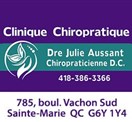 Dre Julie Aussant, Clinique chiropratique Chaudière-Appalaches