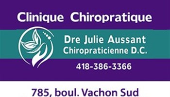 Dre Julie Aussant, Clinique chiropratique Chaudière-Appalaches